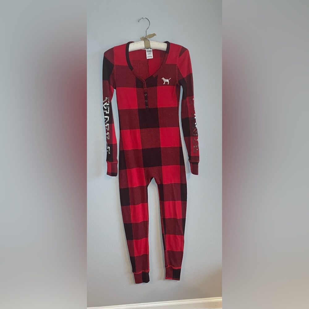 Victoria’s Secret PINK red and black checkered onesie